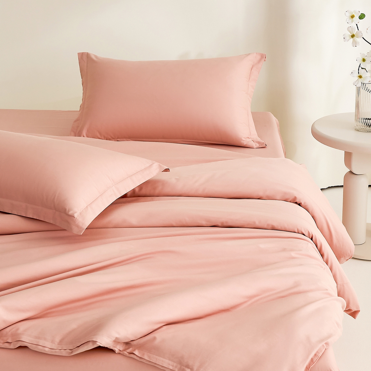 91家纺网 家纺一手货源 找家纺 元元家居（元元被业） 2026新款全棉纯棉13372纯色两用夏被夏凉被空调被 炫彩粉