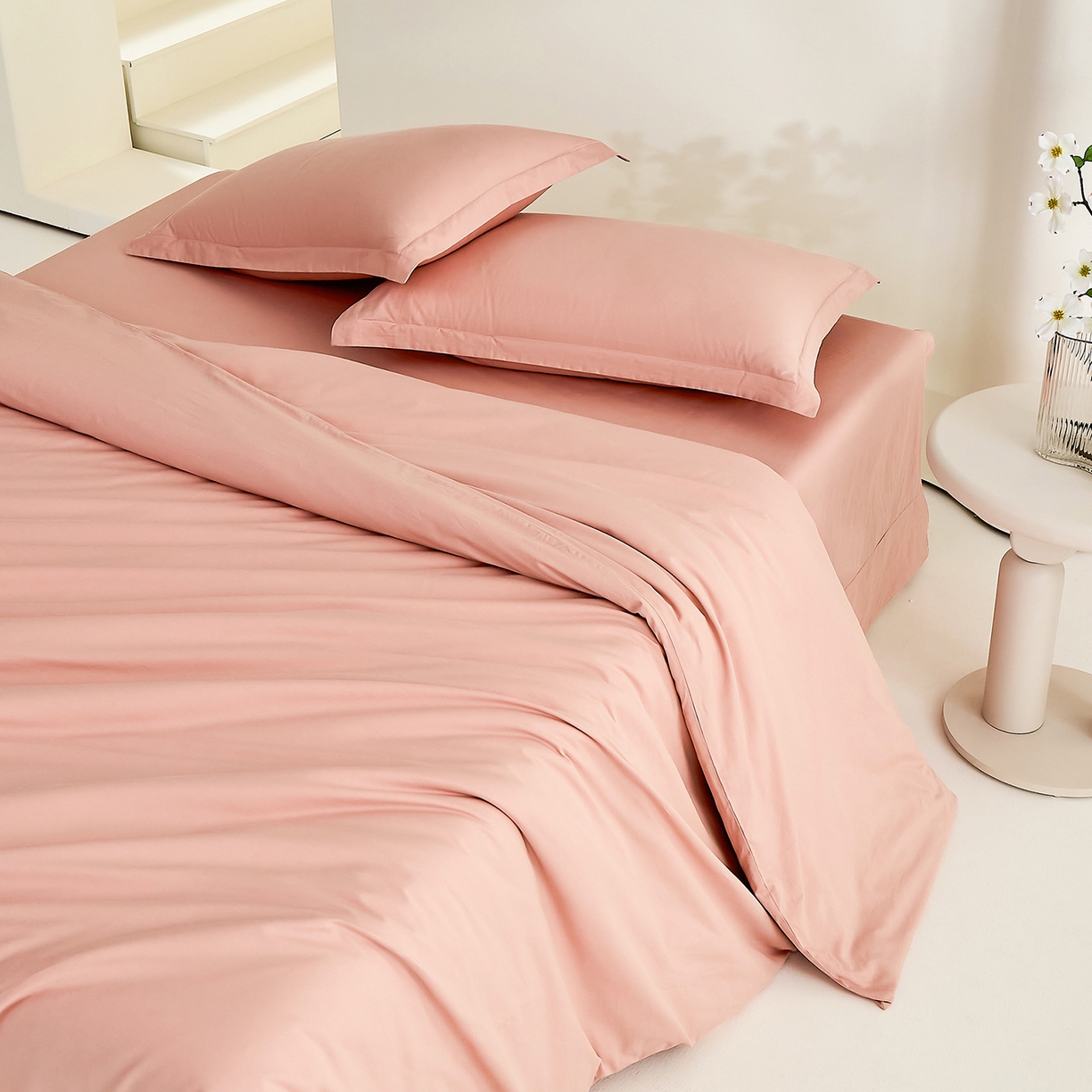 91家纺网 家纺一手货源 找家纺 元元家居（元元被业） 2026新款全棉纯棉13372纯色两用夏被夏凉被空调被 炫彩粉