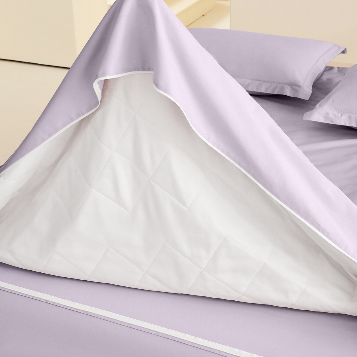 91家纺网 家纺一手货源 找家纺 元元家居（元元被业） 2026新款全棉纯棉13372纯色两用夏被夏凉被空调被四件套 罗兰紫