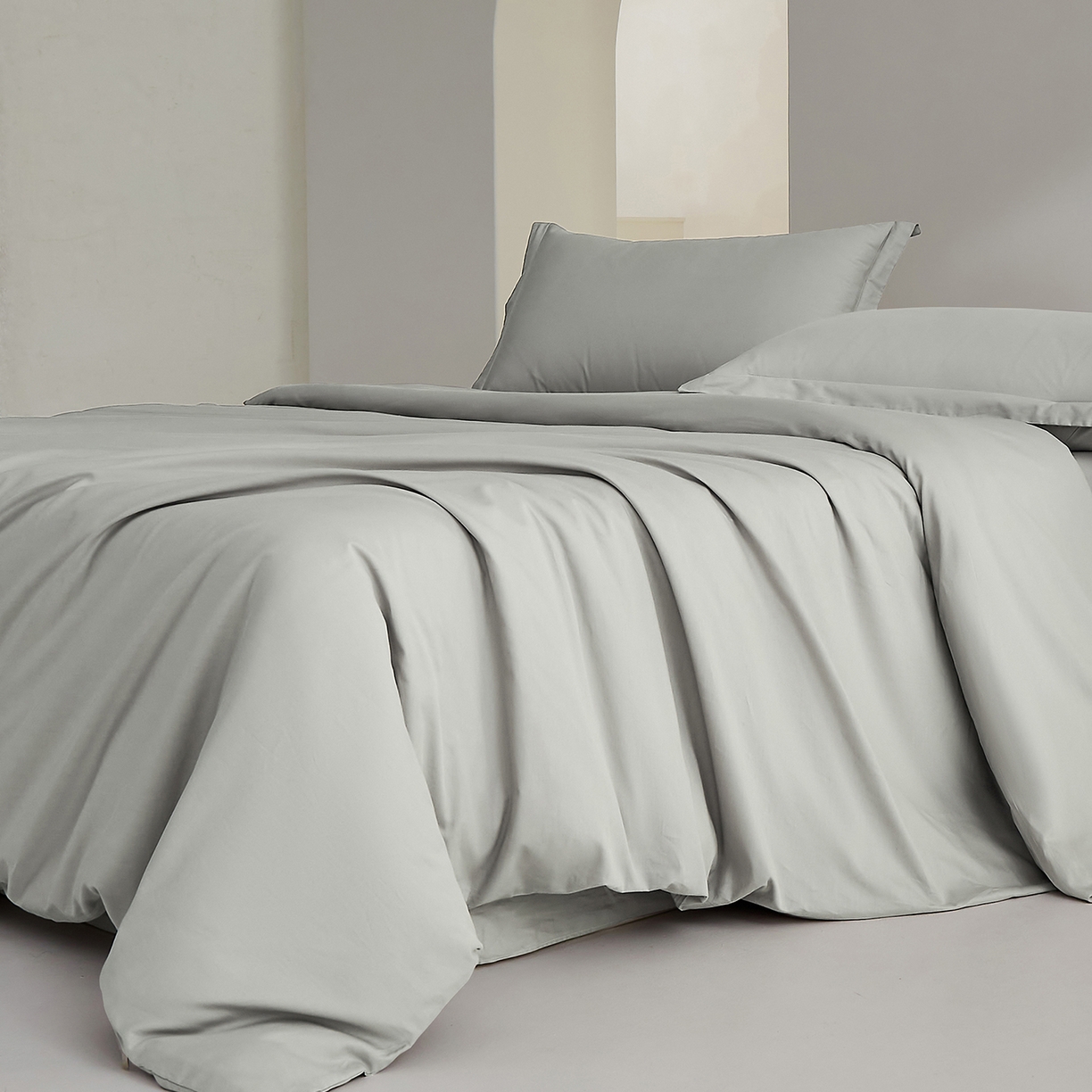 91家纺网 家纺一手货源 找家纺 元元家居（元元被业） 2026新款全棉纯棉13372纯色两用夏被夏凉被空调被四件套 雅灰