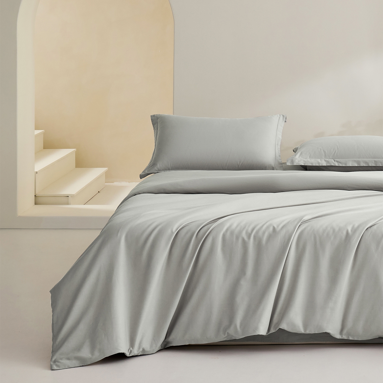 91家纺网 家纺一手货源 找家纺 元元家居（元元被业） 2026新款全棉纯棉13372纯色两用夏被夏凉被空调被四件套 雅灰