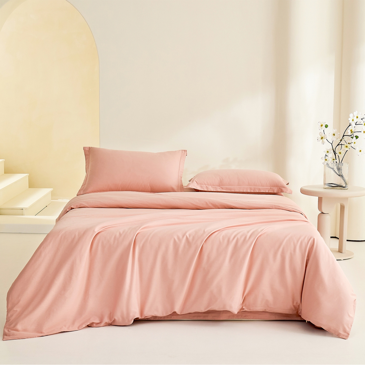 元元家居（元元被业） 2026新款全棉纯棉13372纯色两用夏被夏凉被空调被四件套 炫彩粉