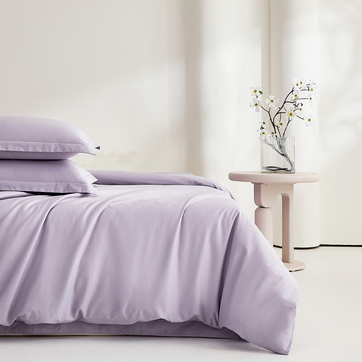 91家纺网 家纺一手货源 找家纺 元元家居（元元被业） 2026新款全棉纯棉13372纯色两用夏被夏凉被空调被四件套 罗兰紫