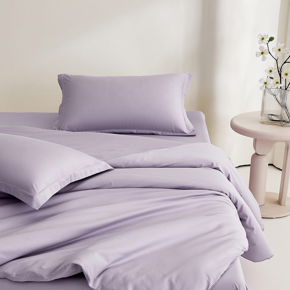91家纺网 家纺一手货源 找家纺 元元家居（元元被业） 2026新款全棉纯棉13372纯色两用夏被夏凉被空调被四件套 罗兰紫