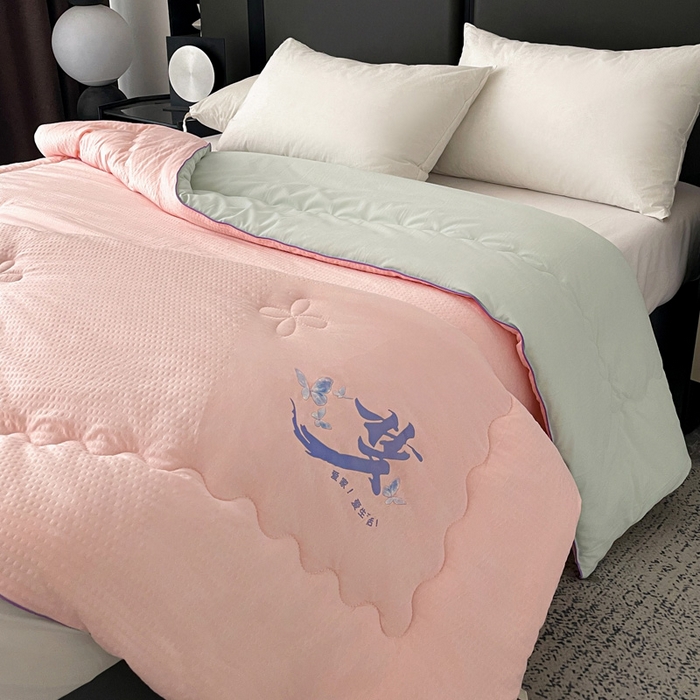 91家纺网 家纺一手货源 找家纺 梦莎被业 2026新款A类亲肤水洗棉大豆被--梦系列 梦之粉
