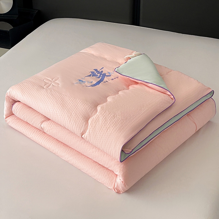 91家纺网 家纺一手货源 找家纺 梦莎被业 2026新款A类亲肤水洗棉大豆被--梦系列 梦之粉