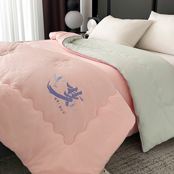 91家纺网 家纺一手货源 找家纺 梦莎被业 2026新款A类亲肤水洗棉大豆被--梦系列 梦之粉