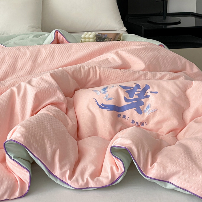 91家纺网 家纺一手货源 找家纺 梦莎被业 2026新款A类亲肤水洗棉大豆被--梦系列 梦之粉