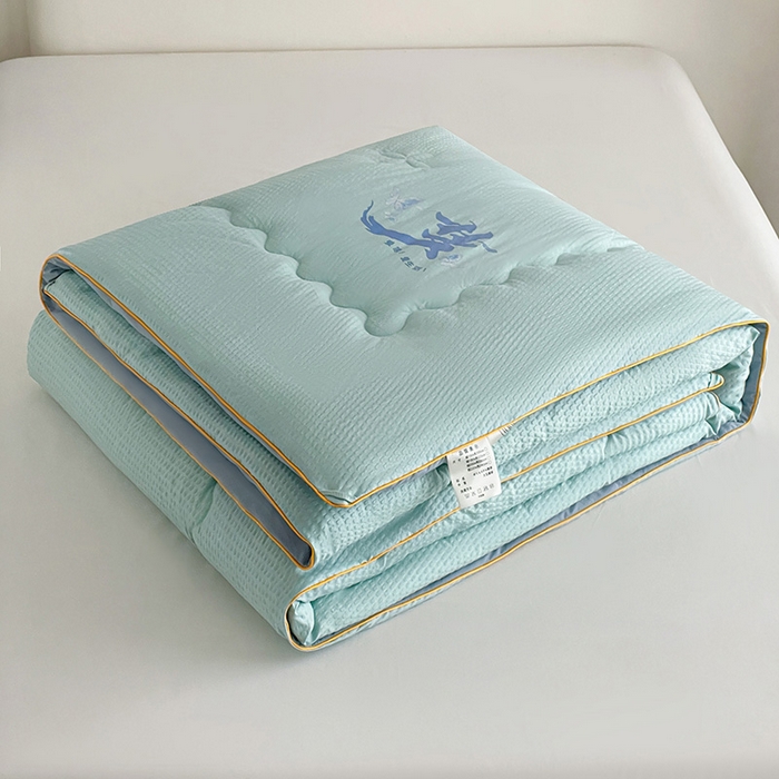 91家纺网 家纺一手货源 找家纺 梦莎被业 2026新款A类亲肤水洗棉大豆被--梦系列 梦之绿