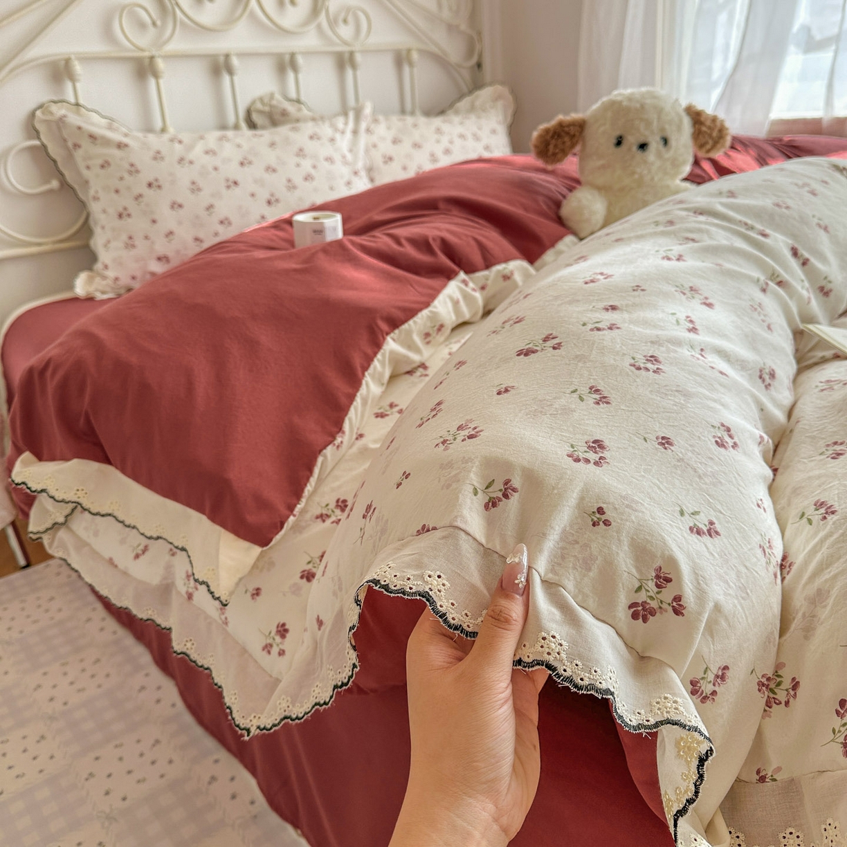 91家纺网 家纺一手货源 找家纺 （总）晚爱家纺（原晚安家居） 2026春夏新款古法水洗棉复古法式花边四件套少女公主风