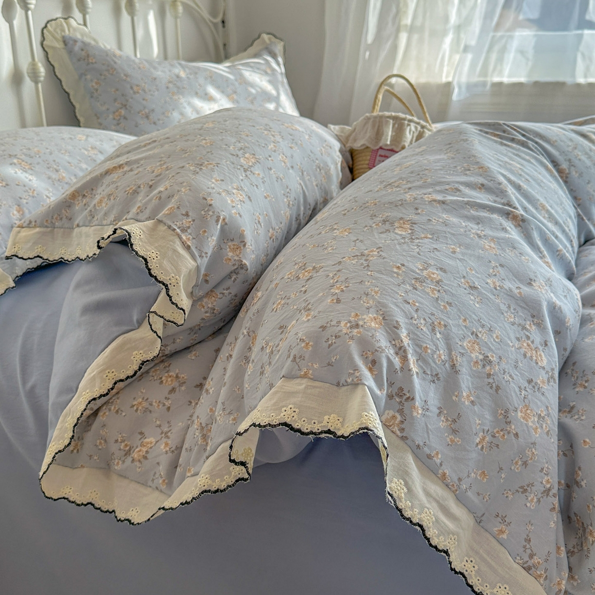 91家纺网 家纺一手货源 找家纺 晚爱家纺（原晚安家居） 2026春夏新款古法水洗棉复古法式花边四件套少女公主风 海燕奶芙