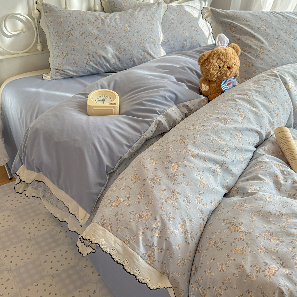 91家纺网 家纺一手货源 找家纺 晚爱家纺（原晚安家居） 2026春夏新款古法水洗棉复古法式花边四件套少女公主风 海燕奶芙