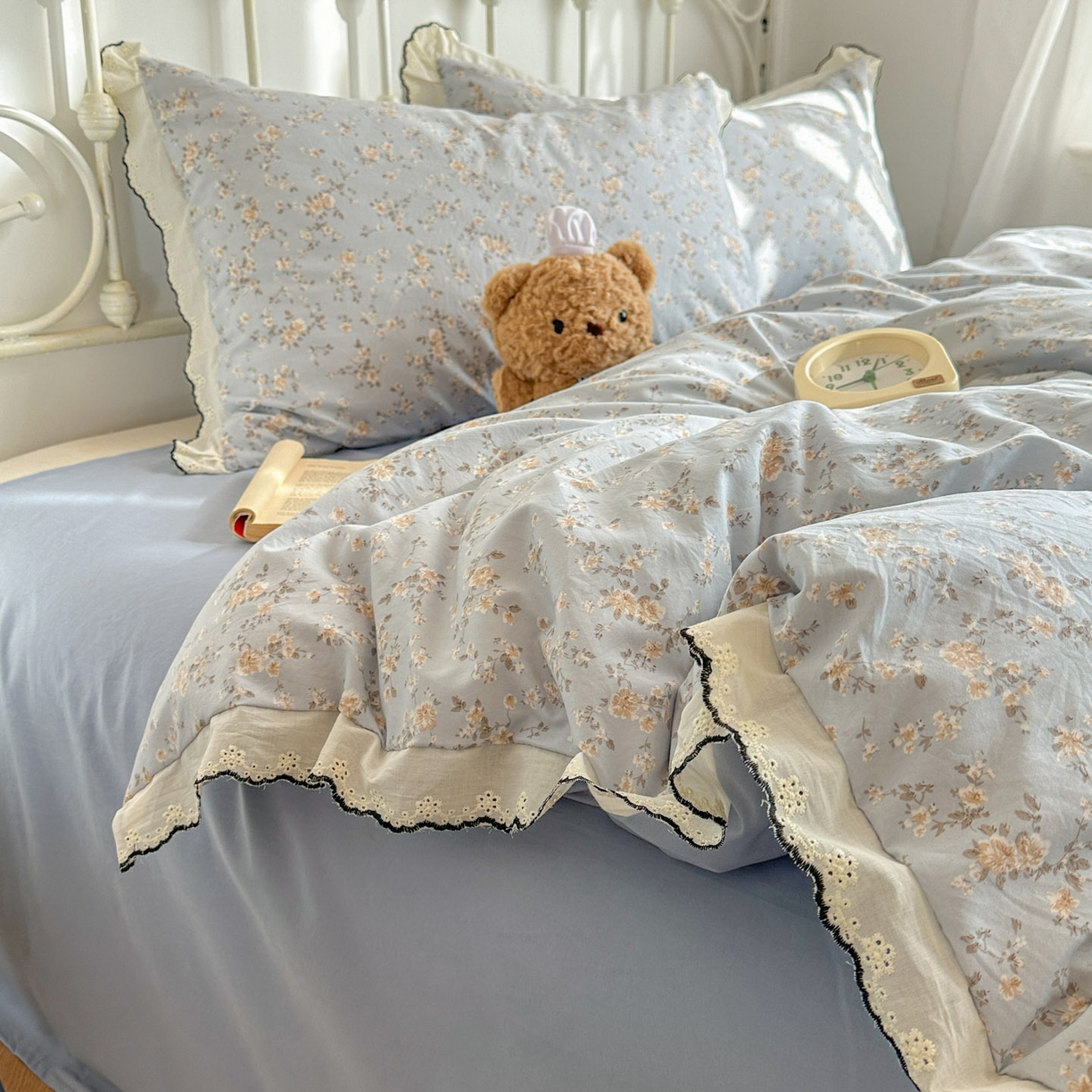 91家纺网 家纺一手货源 找家纺 晚爱家纺（原晚安家居） 2026春夏新款古法水洗棉复古法式花边四件套少女公主风 海燕奶芙