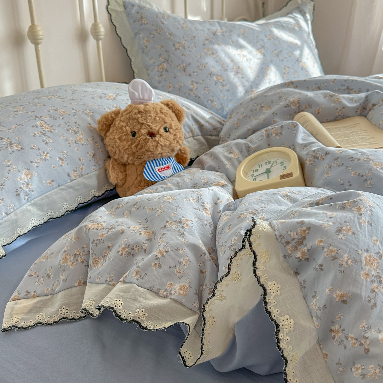 91家纺网 家纺一手货源 找家纺 晚爱家纺（原晚安家居） 2026春夏新款古法水洗棉复古法式花边四件套少女公主风 海燕奶芙