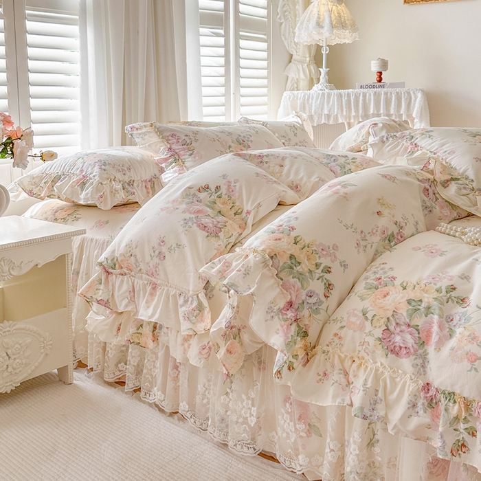 91家纺网 家纺一手货源 找家纺 瑞宝 2026新款全棉印花床裙三件套床裙被套单品系列 拉菲庄园