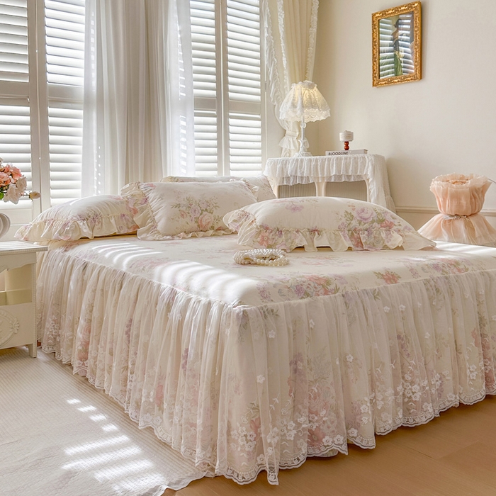 91家纺网 家纺一手货源 找家纺 瑞宝 2026新款全棉印花床裙三件套床裙被套单品系列 美林意境