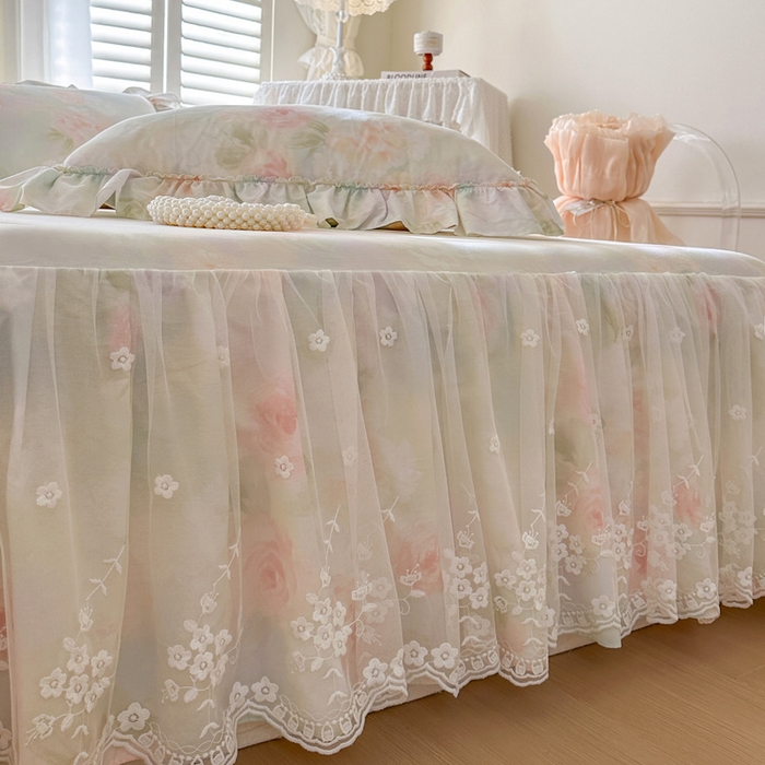 91家纺网 家纺一手货源 找家纺 瑞宝 2026新款全棉印花床裙三件套床裙被套单品系列 花悦美