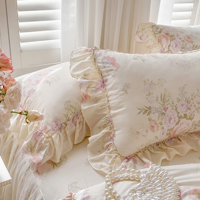 91家纺网 家纺一手货源 找家纺 瑞宝 2026新款全棉印花床裙三件套床裙被套单品系列 美林意境