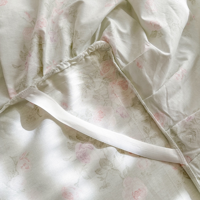 91家纺网 家纺一手货源 找家纺 瑞宝 2026新款全棉印花床裙三件套床裙被套单品系列 春田绿