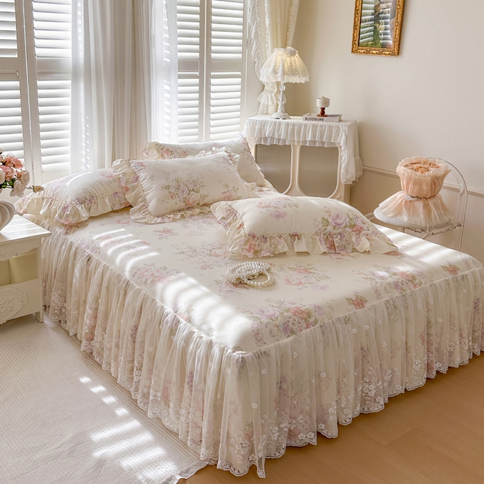 91家纺网 家纺一手货源 找家纺 瑞宝 2026新款全棉印花床裙三件套床裙被套单品系列 美林意境