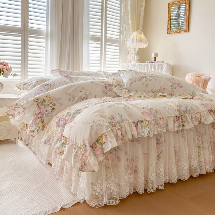 91家纺网 家纺一手货源 找家纺 瑞宝 2026新款全棉印花床裙三件套床裙被套单品系列 拉菲庄园