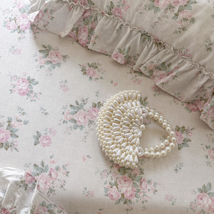 91家纺网 家纺一手货源 找家纺 瑞宝 2026新款全棉印花床裙三件套床裙被套单品系列 漫步花庭