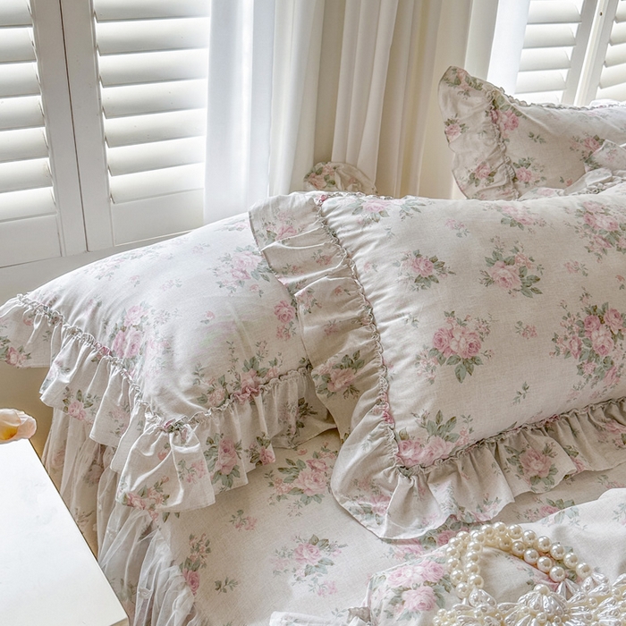 91家纺网 家纺一手货源 找家纺 瑞宝 2026新款全棉印花床裙三件套床裙被套单品系列 漫步花庭