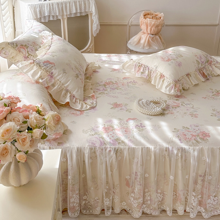 91家纺网 家纺一手货源 找家纺 瑞宝 2026新款全棉印花床裙三件套床裙被套单品系列 美林意境