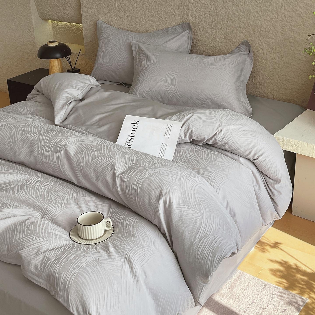 91家纺网 家纺一手货源 找家纺 （总）麦田家纺 2026新款A类全棉亮面浮雕提花四件套