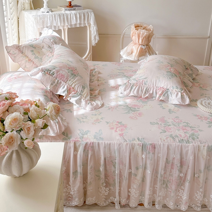 91家纺网 家纺一手货源 找家纺 瑞宝 2026新款全棉印花床裙三件套床裙被套单品系列 那年花开