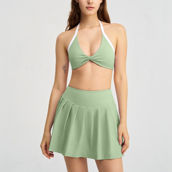 91家纺网 家纺一手货源 找家纺 （总）沐珩家纺 2026新款跨境百褶裙透气打底裤速干防走光跑步运动高腰健身短裙网球裙套装