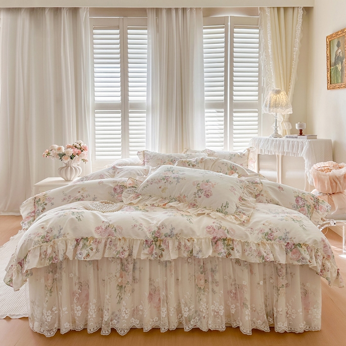 91家纺网 家纺一手货源 找家纺 （总）瑞宝 2026新款春款全棉印花床裙四件套【控价265起 各平台严格控价:所有尺寸在扣除店铺优惠券后利润不得少于70(包含活动期)】