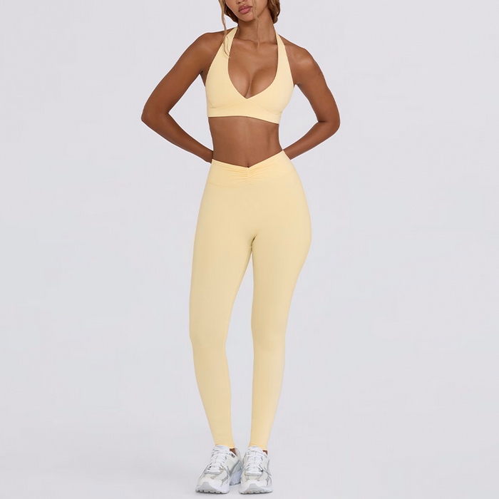 91家纺网 家纺一手货源 找家纺 （总）沐珩家纺 2026新款跨境提臀收腹显瘦胸垫跑步健身短裤挂脖运动内衣文胸瑜伽服套装