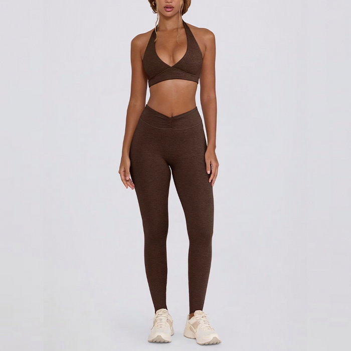 91家纺网 家纺一手货源 找家纺 （总）沐珩家纺 2026新款跨境提臀收腹显瘦胸垫跑步健身短裤挂脖运动内衣文胸瑜伽服套装