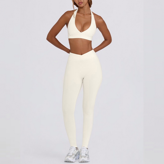 91家纺网 家纺一手货源 找家纺 （总）沐珩家纺 2026新款跨境提臀收腹显瘦胸垫跑步健身短裤挂脖运动内衣文胸瑜伽服套装