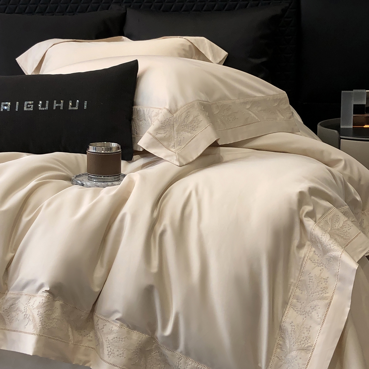 91家纺网 家纺一手货源 找家纺 太古汇家居 2026新款新疆长绒棉“仙本那”系列四件套 仙本那-奶油米（会员280/300），控价——券后标准388元