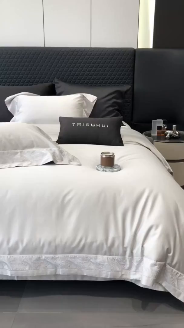 91家纺网 家纺一手货源 找家纺 太古汇家居 2026新款新疆长绒棉“仙本那”系列四件套 仙本那-太空灰（会员280/300），控价——券后标准388元