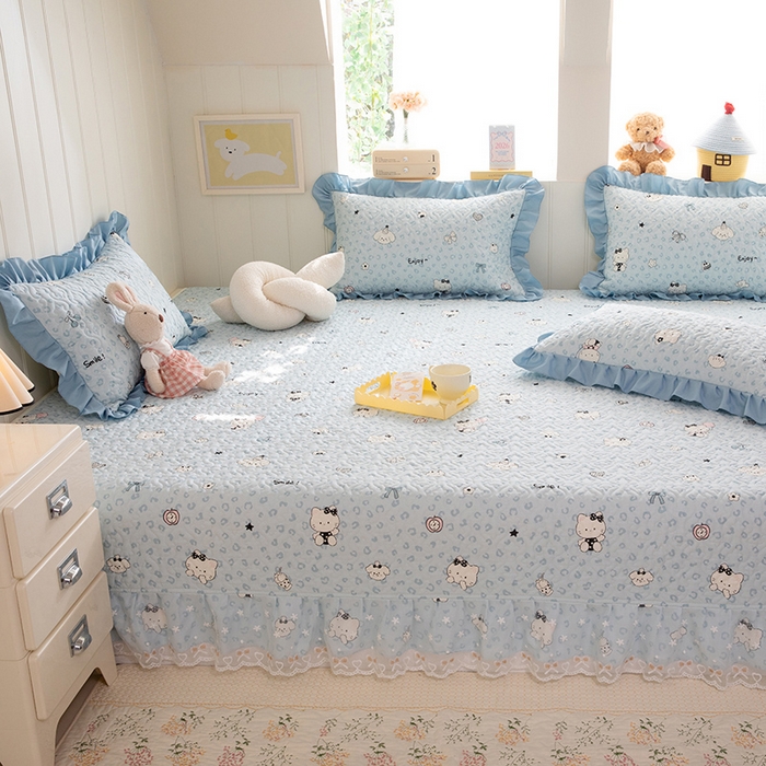 91家纺网 家纺一手货源 找家纺 （总）美达家纺 2026新款13372全棉素色夹棉床笠四件套