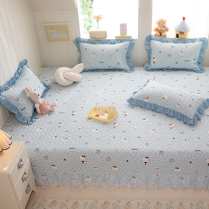 91家纺网 家纺一手货源 找家纺 （总）美达家纺 2026新款A类全棉夹棉蕾丝花边榻榻米床垫大炕盖