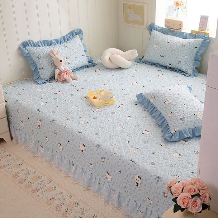 91家纺网 家纺一手货源 找家纺 （总）美达家纺 2026新款A类全棉夹棉蕾丝花边榻榻米床垫大炕盖