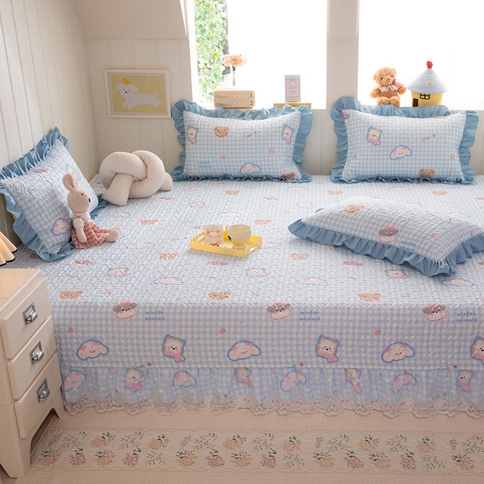 91家纺网 家纺一手货源 找家纺 （总）美达家纺 2026新款A类全棉夹棉蕾丝花边榻榻米床垫大炕盖