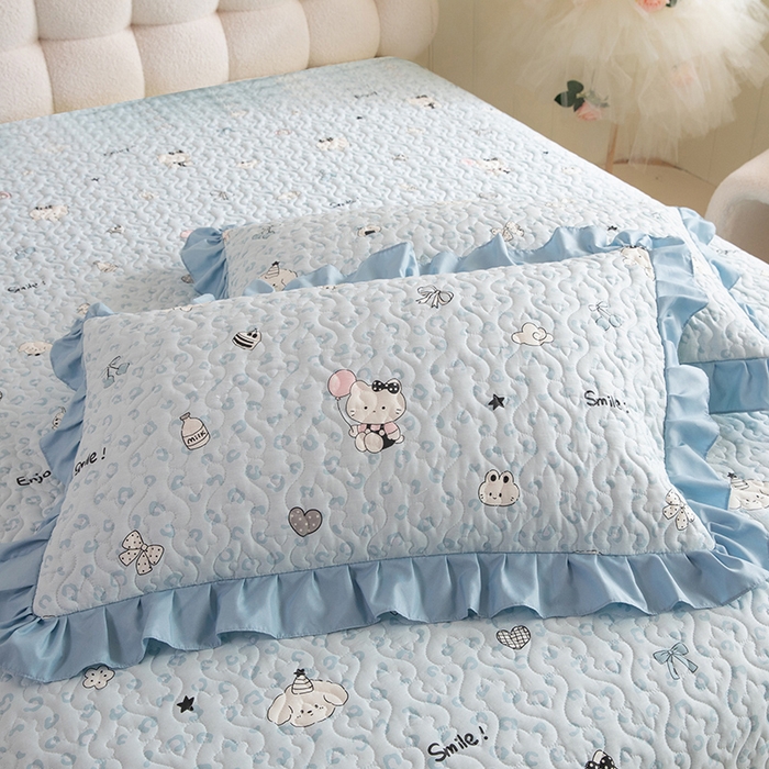 91家纺网 家纺一手货源 找家纺 美达家纺 2026新款A类全棉夹棉蕾丝花边榻榻米床垫大炕盖 豹纹猫咪