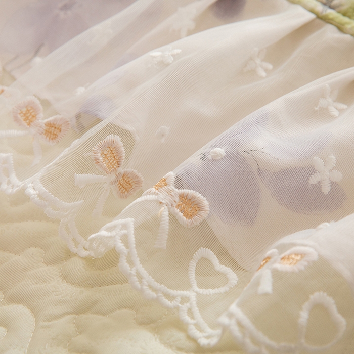 91家纺网 家纺一手货源 找家纺 美达家纺 2026新款A类全棉夹棉蕾丝花边榻榻米床垫大炕盖 栖川-紫