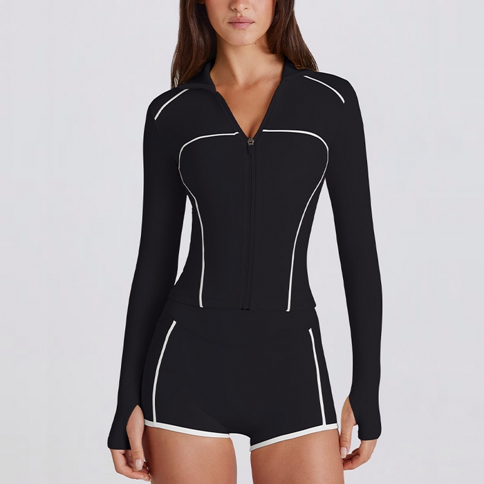 91家纺网 家纺一手货源 找家纺 （总）沐珩家纺 2026新款跨境新款速干瑜伽服长袖运动时尚健美修身上衣拉链防晒衣透气外套