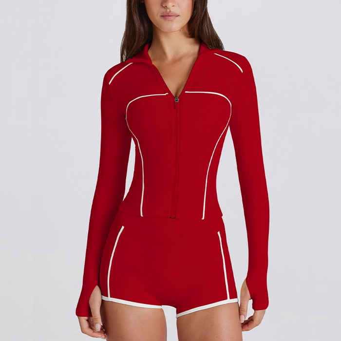 91家纺网 家纺一手货源 找家纺 （总）沐珩家纺 2026新款跨境新款速干瑜伽服长袖运动时尚健美修身上衣拉链防晒衣透气外套