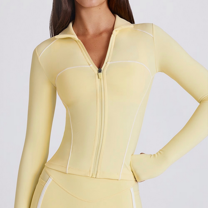 91家纺网 家纺一手货源 找家纺 （总）沐珩家纺 2026新款跨境新款速干瑜伽服长袖运动时尚健美修身上衣拉链防晒衣透气外套