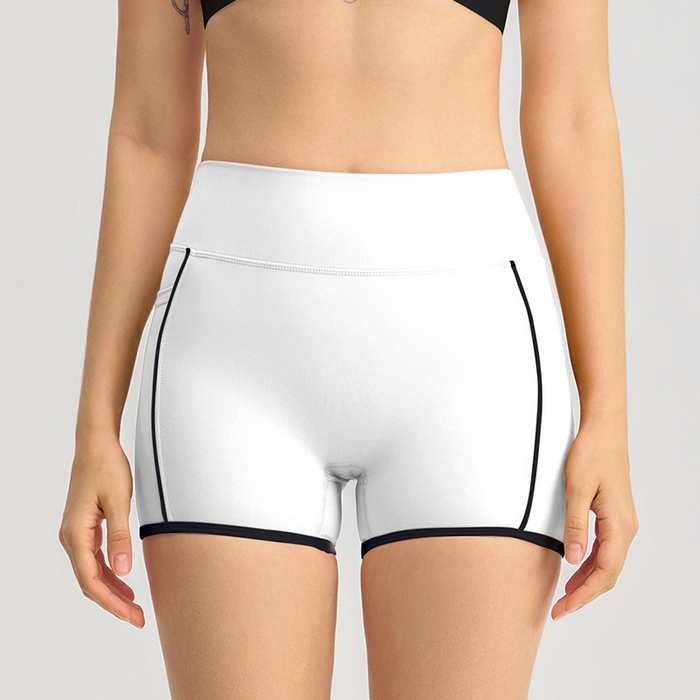 91家纺网 家纺一手货源 找家纺 （总）沐珩家纺 2026新款跨境假两件撞色白条跑步健身短裤V领挂脖运动内衣文胸瑜伽服套装