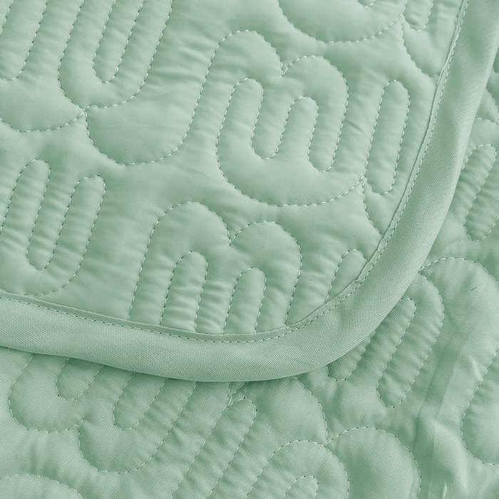 91家纺网 家纺一手货源 找家纺 恩和家纺 2026新款锦氨凉感丝夹棉床盖 冰美式凉感床盖 浅浅绿