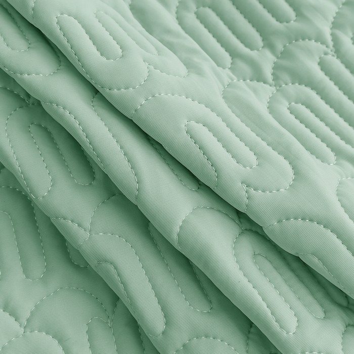 91家纺网 家纺一手货源 找家纺 恩和家纺 2026新款锦氨凉感丝夹棉床盖 冰美式凉感床盖 浅浅绿