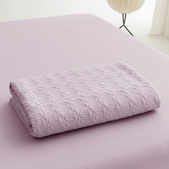 91家纺网 家纺一手货源 找家纺 恩和家纺 2026新款锦氨凉感丝夹棉床盖 冰美式凉感床盖 仙女紫